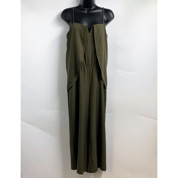 Halston Heritage Women's Stretch Twill Sage Jumpsuit Size Small NWT - Picture 1 of 15